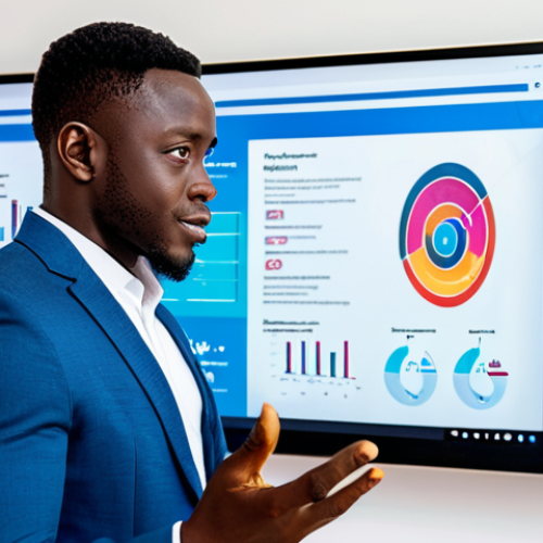 Home 21 A professional Ghanaian fintech entrepreneur, male, in a modest business suit, standing confidently in a modern, high-tech startup hub in Accra. He is gesturing towards a large interactive screen displaying financial app interfaces, surrounded by sleek computers and collaborative workspaces. The atmosphere is vibrant and innovative. Fully clothed, appropriate attire, safe for work, appropriate content, professional, family-friendly, perfect anatomy, correct proportions, natural pose, well-formed hands, proper finger count, natural body proportions, professional photography, high quality, vibrant colors.