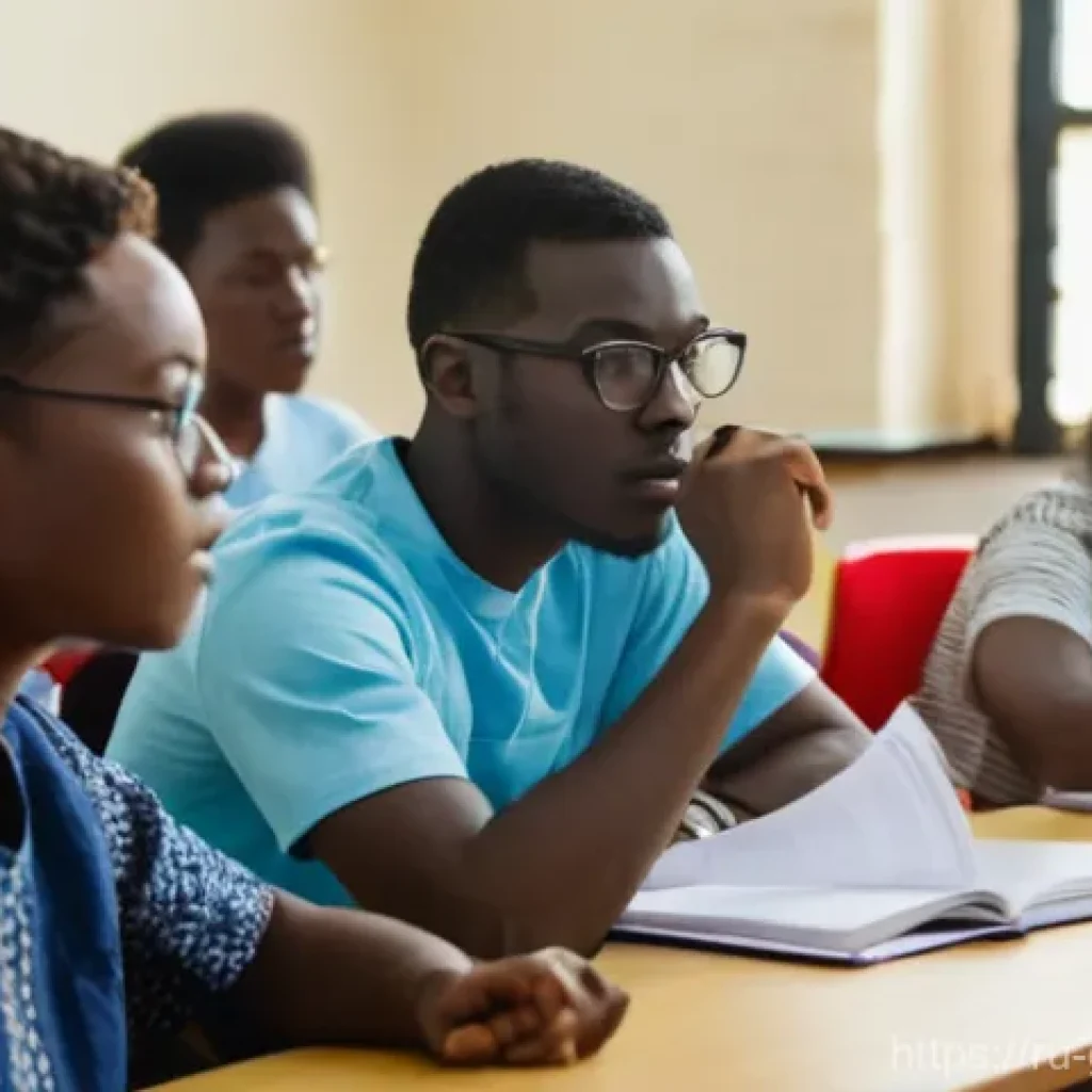 가나의 교육 시스템과 명문 대학 - **Prompt:** A group of diverse university students, including some with European features and some w...