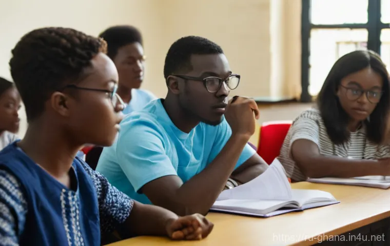가나의 교육 시스템과 명문 대학 - **Prompt:** A group of diverse university students, including some with European features and some w...
