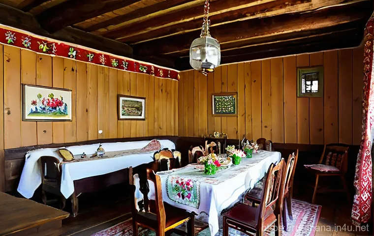가나 호텔과 로컬 게스트하우스 차이 - **Prompt:** A cozy and inviting interior of a traditional Russian guest house. A warm, smiling femal...