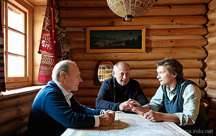 가나 호텔과 로컬 게스트하우스 차이 - **Prompt:** A cozy and inviting interior of a traditional Russian guest house. A warm, smiling femal...