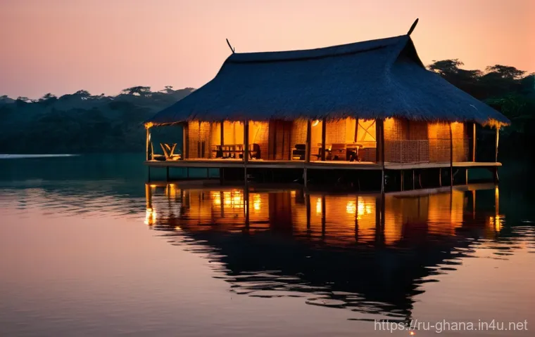 가나에서 숙소 고르는 법 - **Prompt:** "An intimate and heartwarming scene inside a cozy, family-run guesthouse common area in ...