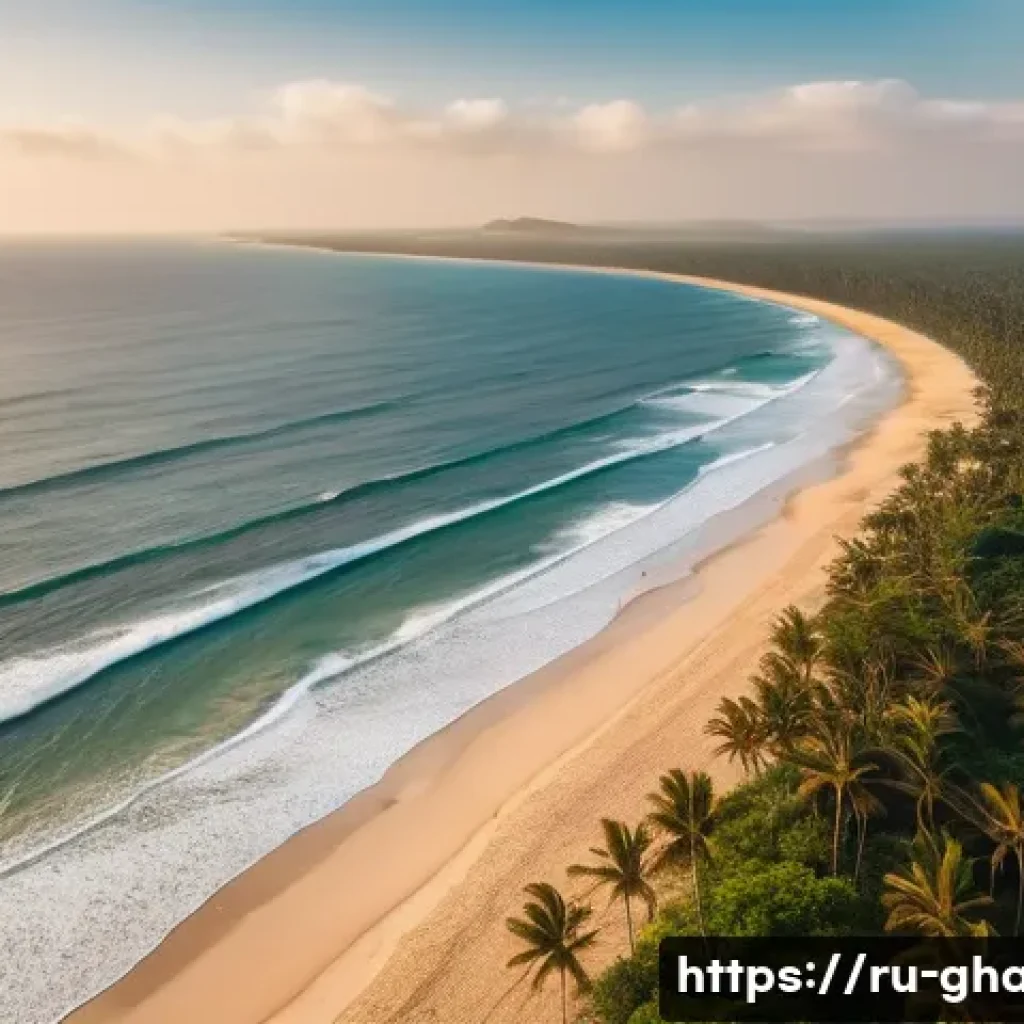 가나에서 드론 촬영이 가능한 지역 - **Golden Hour Coastal Exploration:** An aerial photograph captured during the "golden hour," showcas...