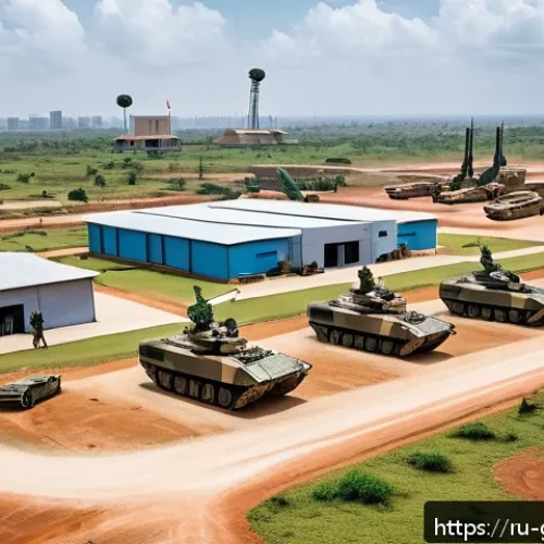 Home 17 가나의 군사력과 국방 정책 - A highly detailed scene of a modern Ghanaian military base located in a strategic West African lands...